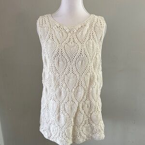 Jones New York Cream Sleeveless Crochet Top